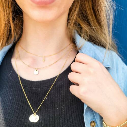 Relationship Birth Month Flower 13mm (1/2 inch) Disc Necklace on Satellite Chain