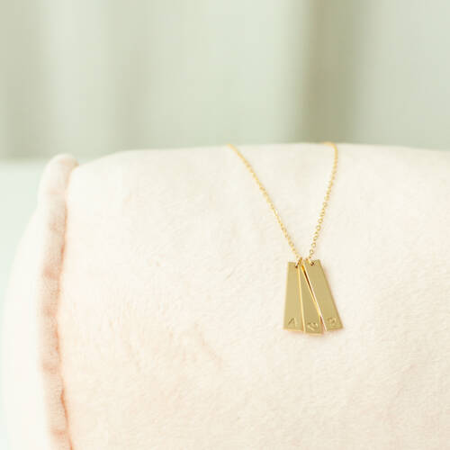 Vertical Bar Relationship Initials Necklace