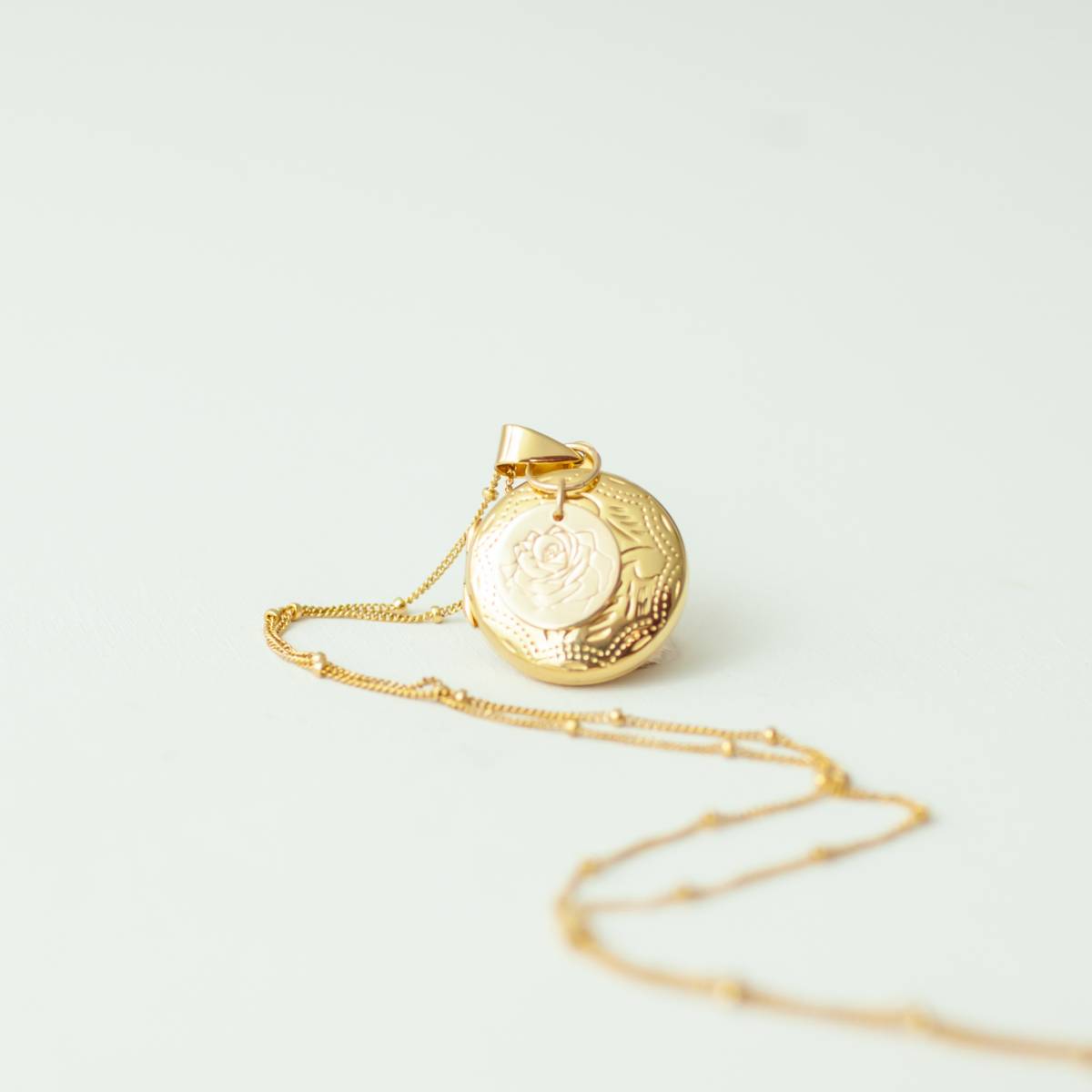 Dainty Floral Locket with Birth Flower on Satellite Chain - Image 4