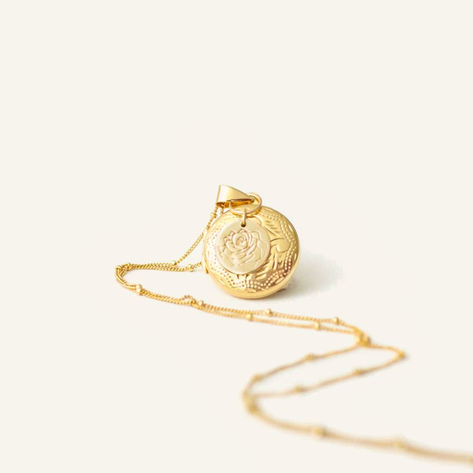 Birth Month Gold Filled or Sterling Silver Locket on Satellite Chain