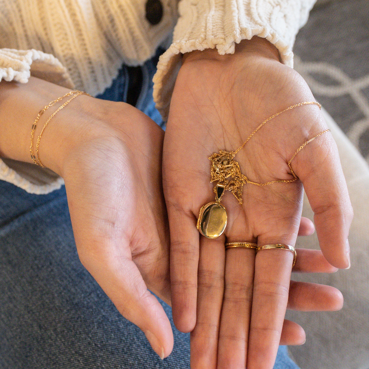 Sterling Silver or Gold Filled Oval Photo Locket on Satellite Chain - We can Add Photos - Image 6