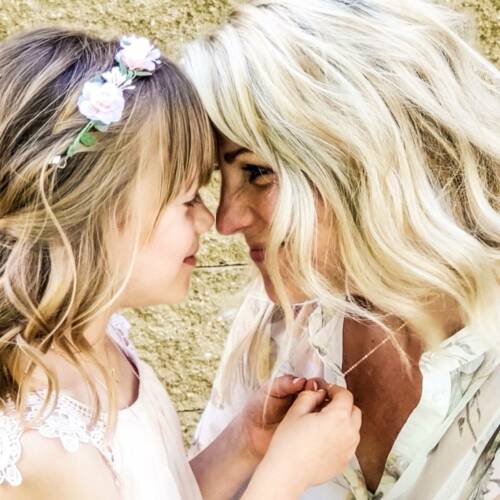 Cursive Mama Bar and Hammered Heart Necklace