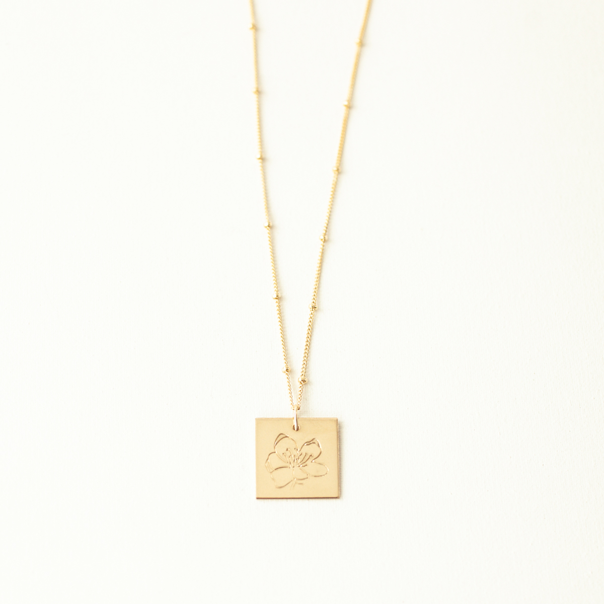 Birth Flower 5/8" Square Necklace - Image 5