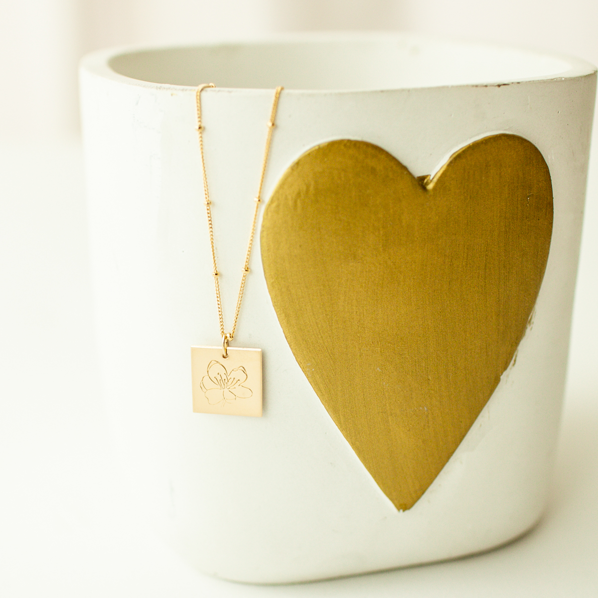 Birth Flower 5/8" Square Necklace - Image 6