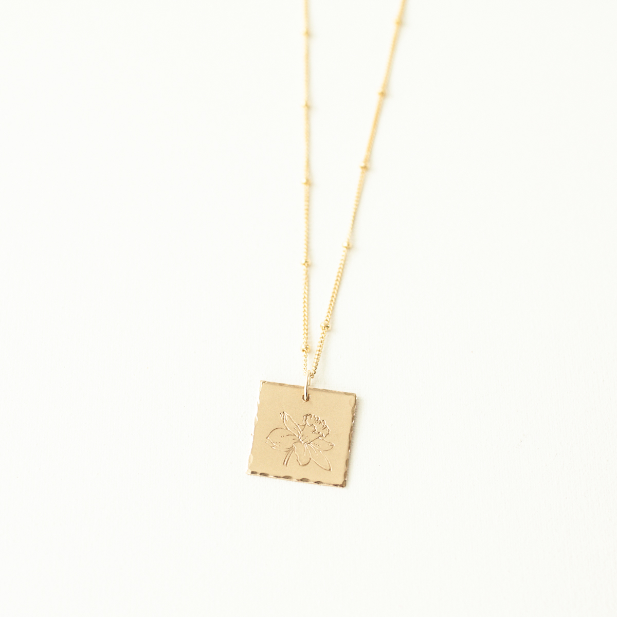 Birth Flower 5/8" Square Necklace - Image 7