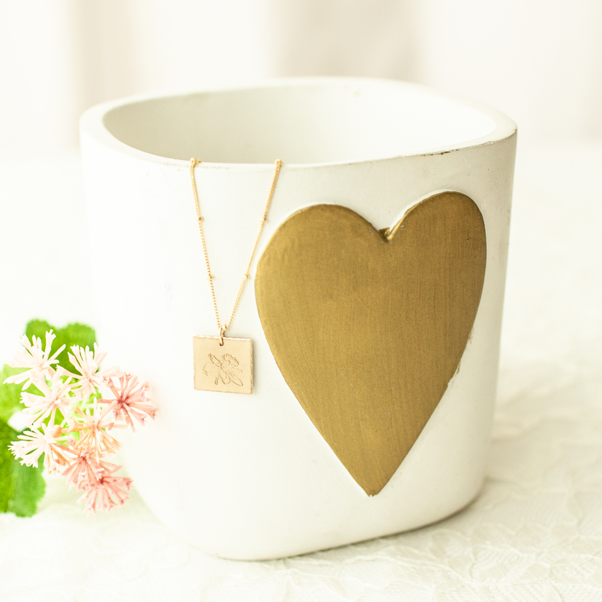 Birth Flower 5/8" Square Necklace - Image 8