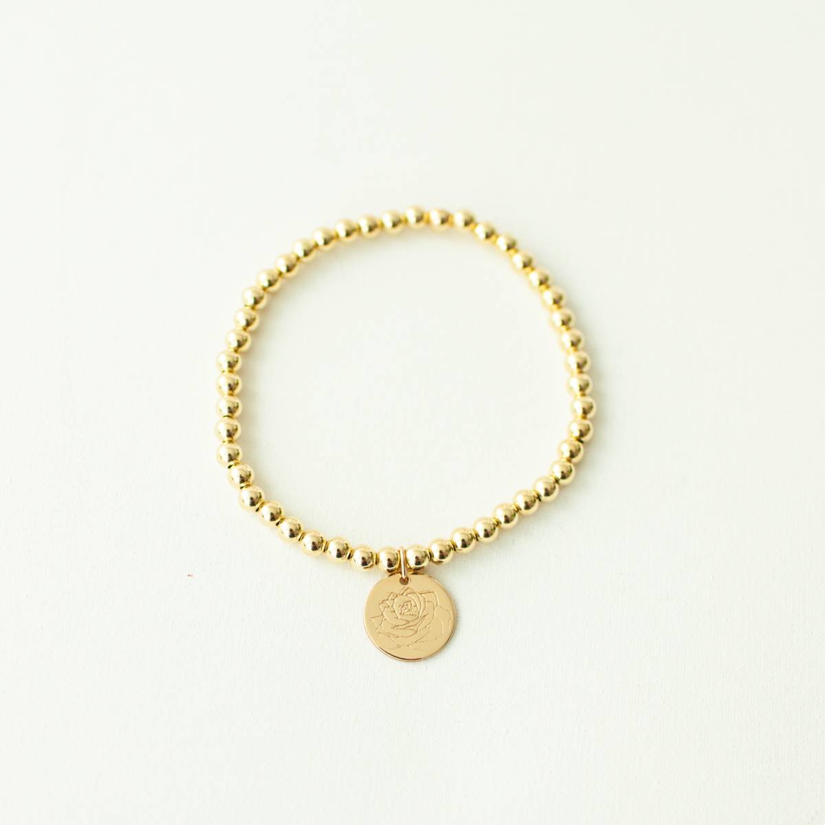 Gold Filled Beaded Bracelet with Birth Month Flower - Image 6