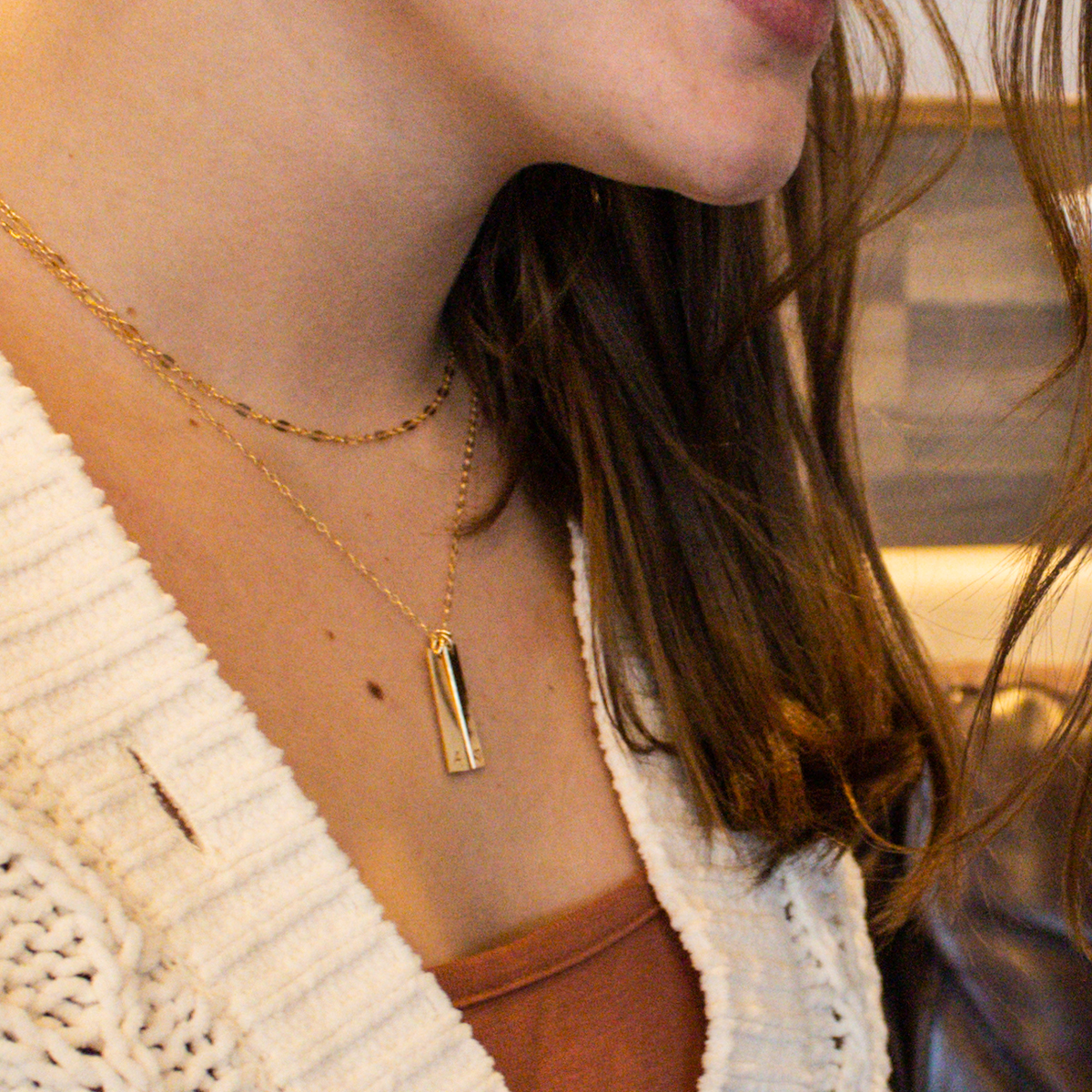 Vertical Bars Initials Necklace - Image 10