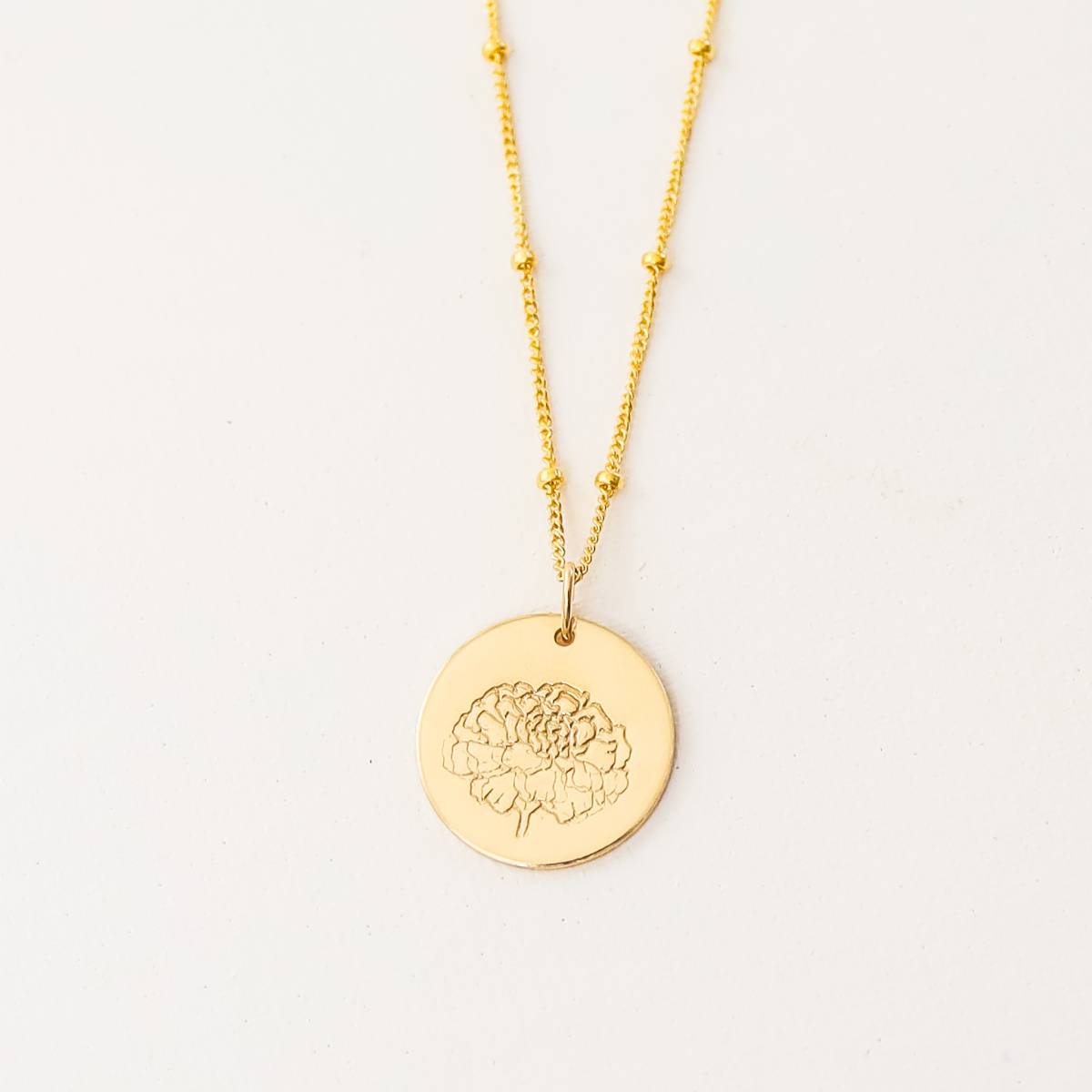 Birth Flower 5/8" Disc Necklace on Satellite Chain - Image 5