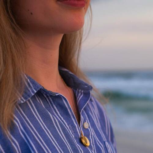 Little Round Sterling Silver or Gold Filled Locket on Satellite Chain