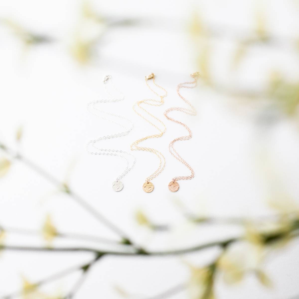 Love Me 9mm (1/3 inch) Custom Disc Hammered Heart Necklace - Image 3