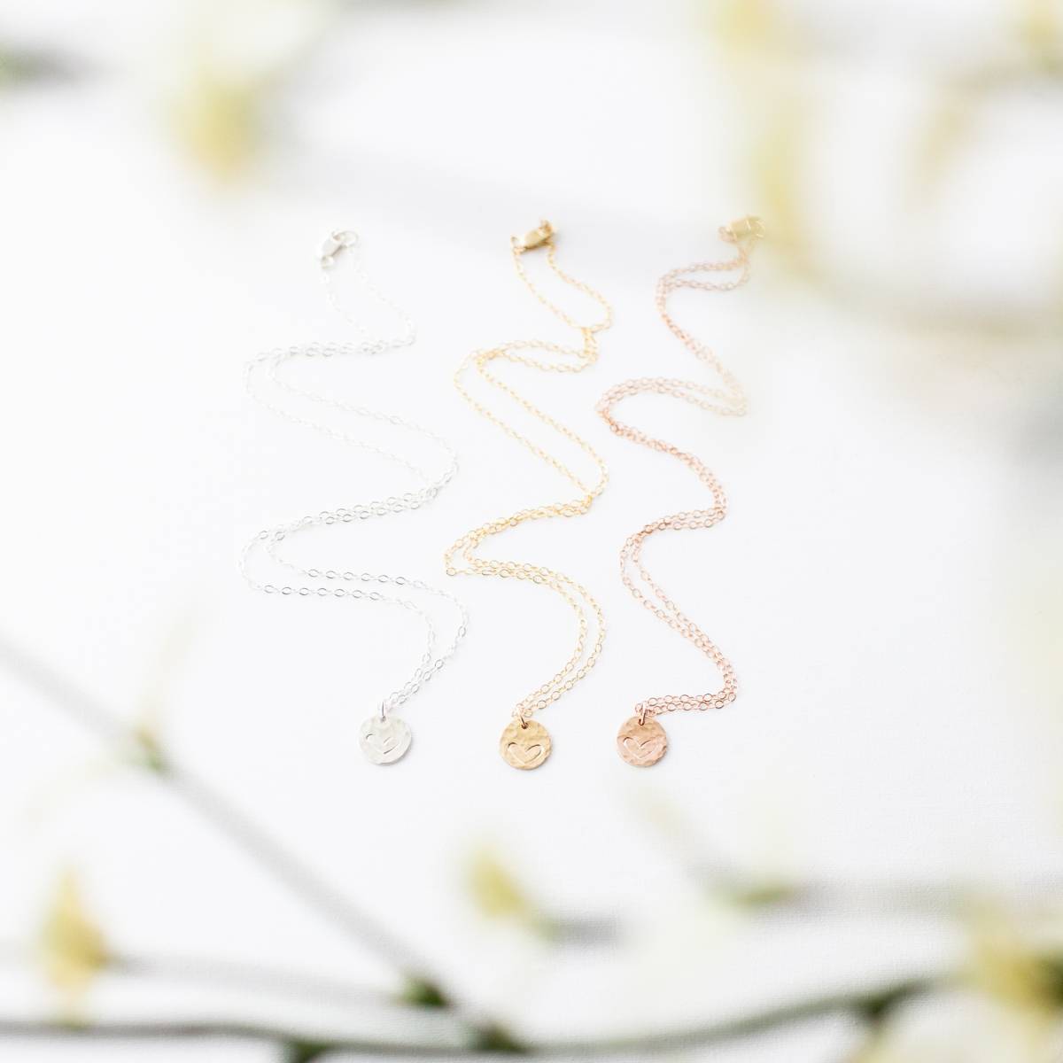 Love Me 9mm (1/3 inch) Custom Disc Hammered Heart Necklace - Image 4