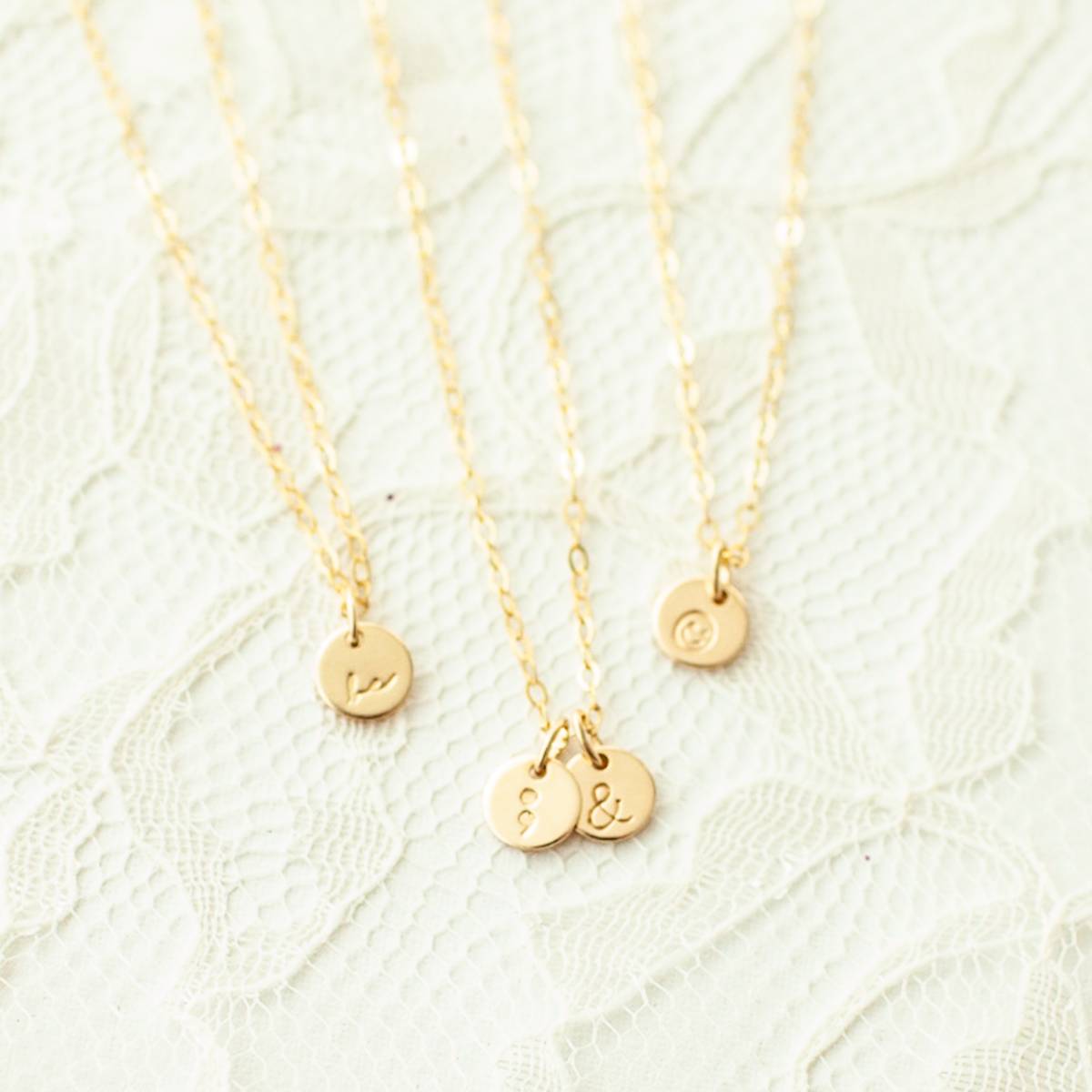 Semicolon and Ampersand Disc 6mm Necklace - Image 2