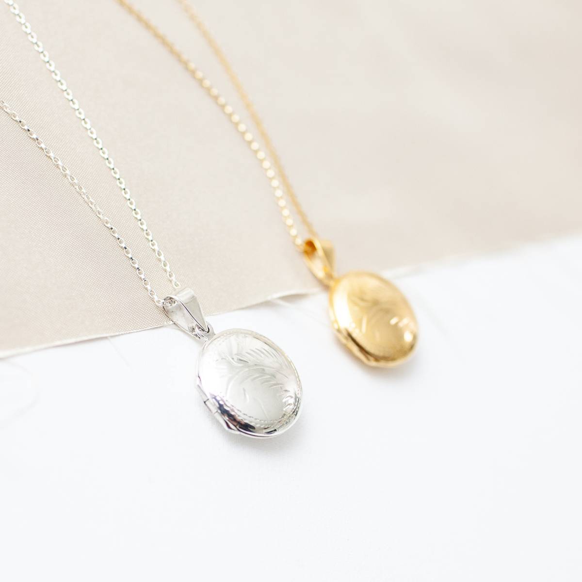 Little Etched Floral Gold Filled or Sterling Silver Locket - Image 4