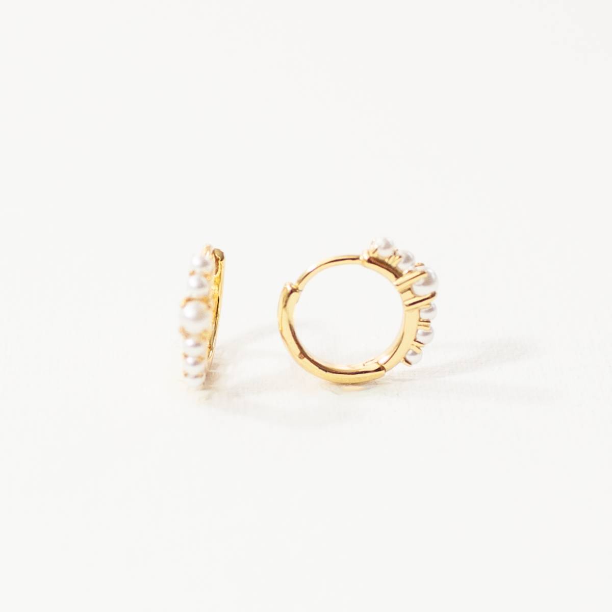 Pearl Gold Vermeil Huggie Hoops - Image 6