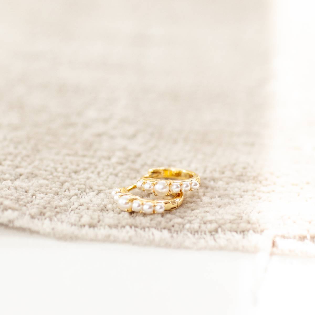 Pearl Gold Vermeil Huggie Hoops - Image 5