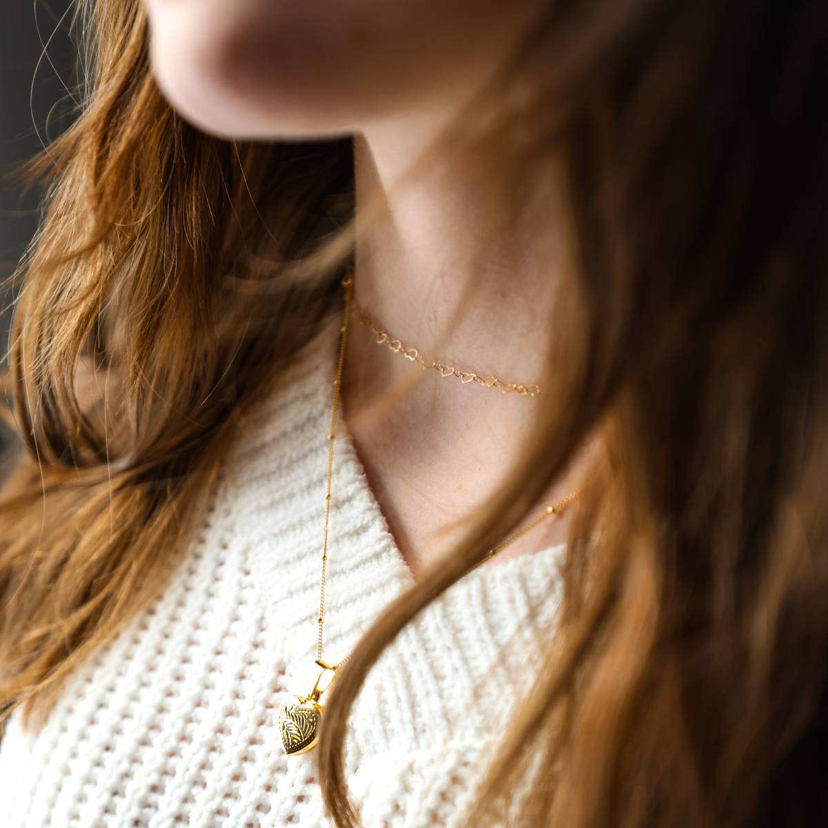 Dainty Floral Sterling Silver and Gold Filled Heart Locket on Satellite Chain - Image 6