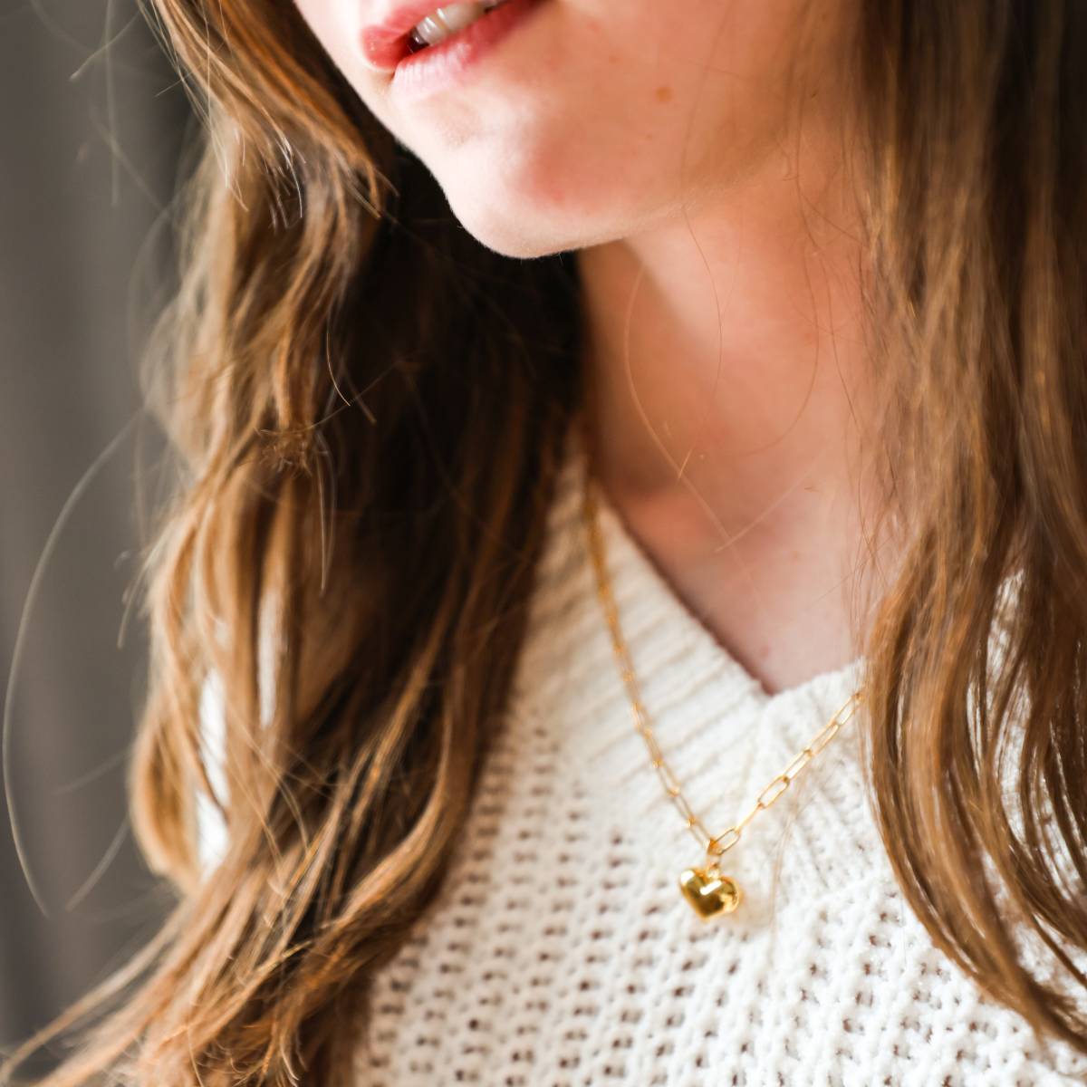 Heart Charm Necklace on Paper Clip Chain - Image 6