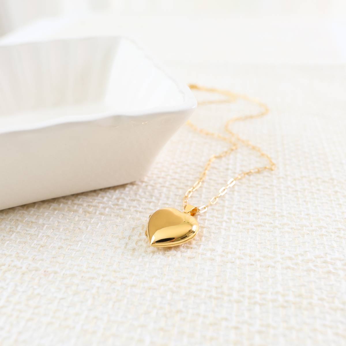 Big Simple Heart Locket Necklace on Paperclip Chain - Image 5