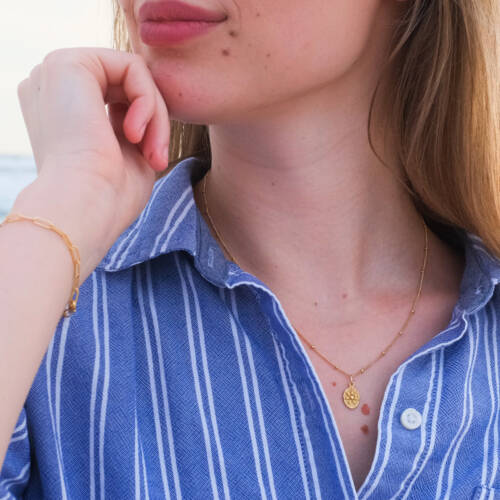 Oval Sunburst Charm Necklace