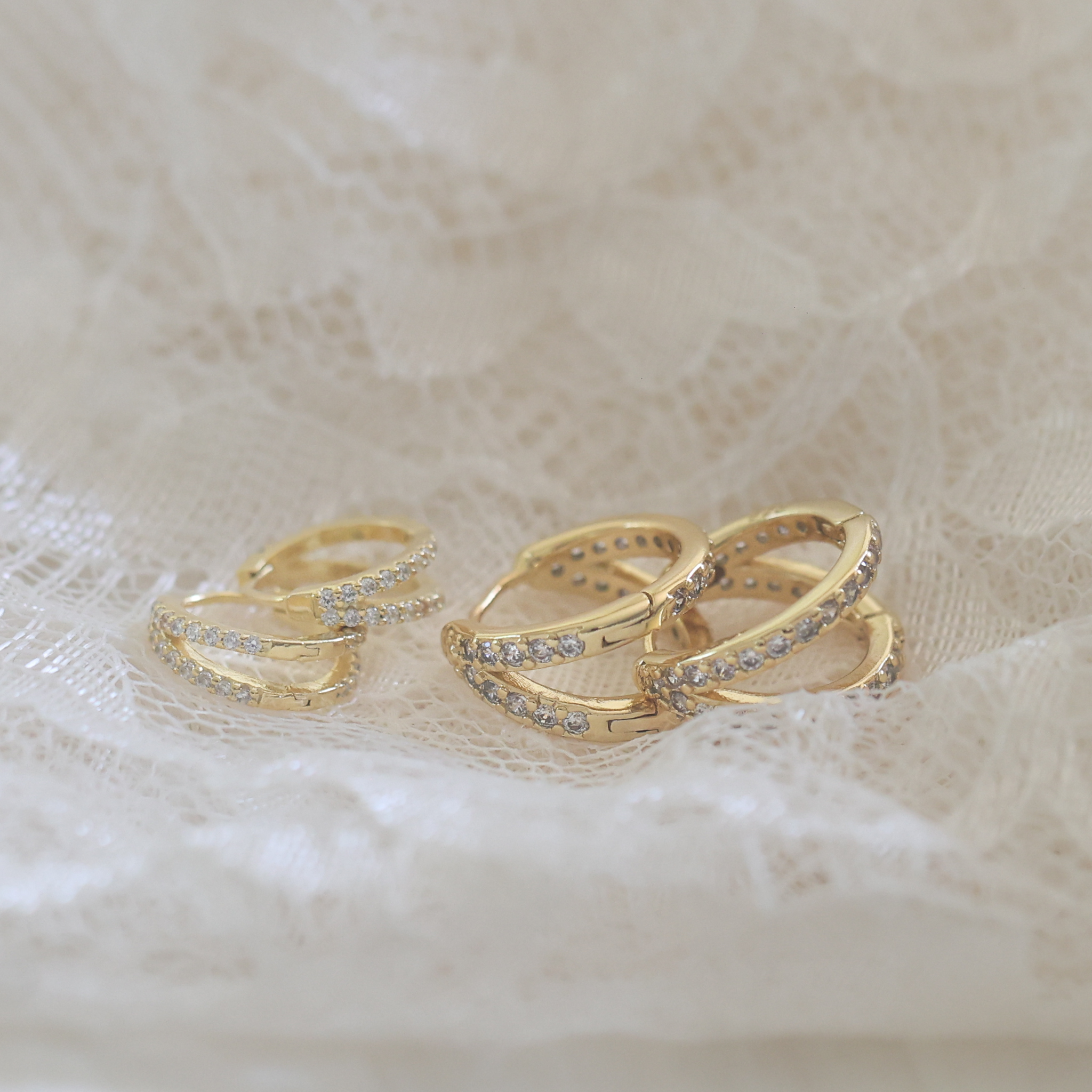 Tiny Double the Sparkle Hoops - Image 3